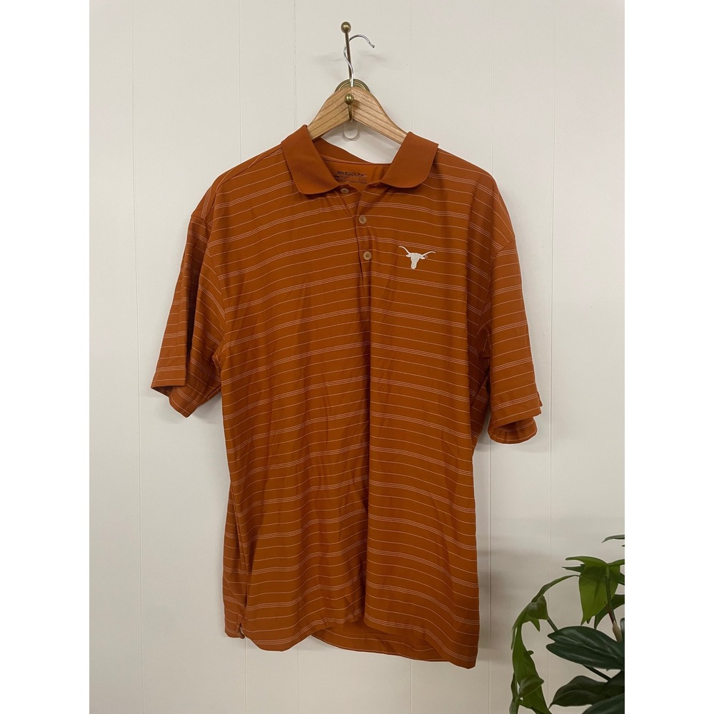 Nike Golf Texas Longhorns Polo Shirt Mens XL Burnt Orange Striped Dri-FIT XL